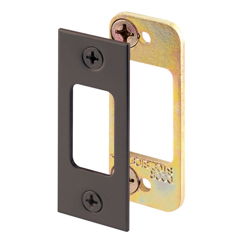 Prime-Line 2.75 in. H x 1.125 in. L Bronze Brown Steel Latch Strike Plate