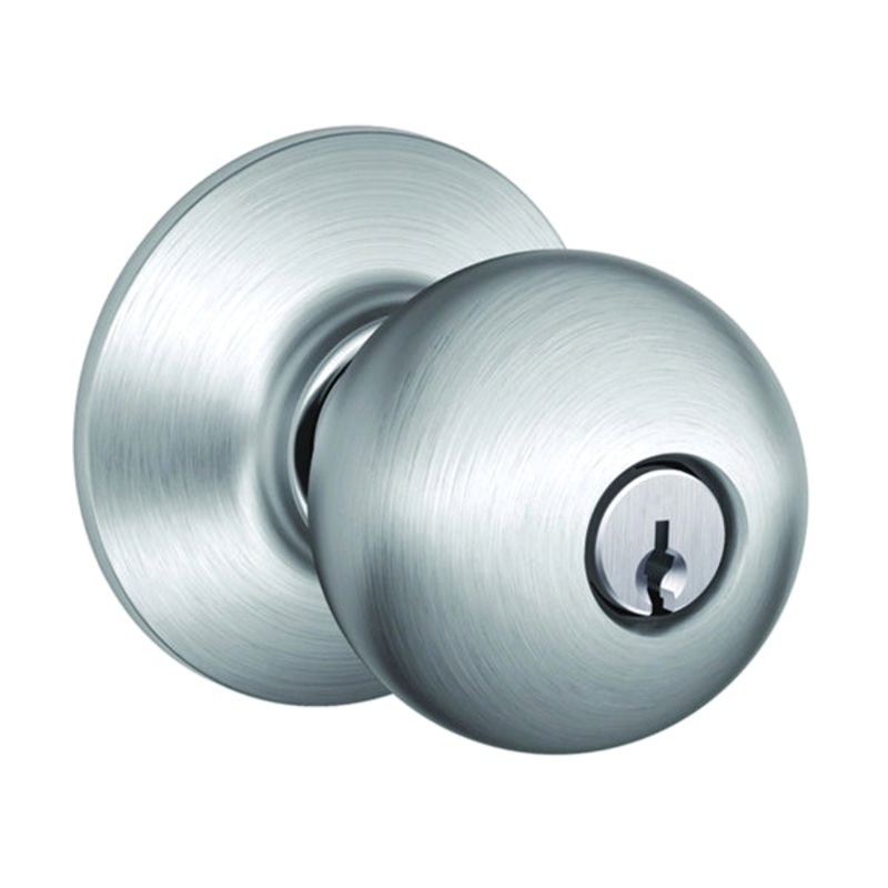 Schlage Orbit Satin Chrome Steel Entry Lockset ANSI Grade 2 1-3/4 in.