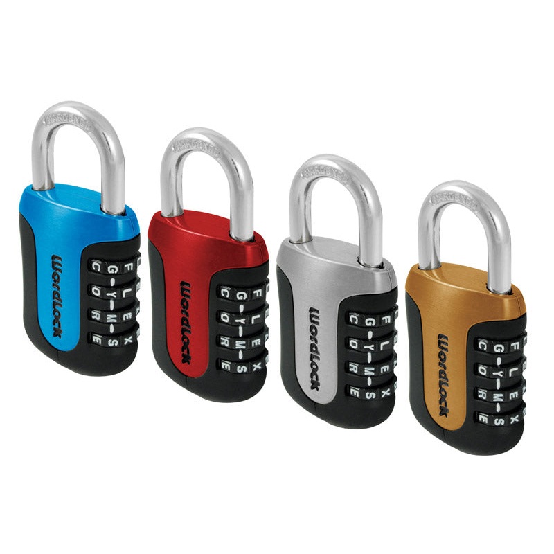 Wordlock 0.8 in. H x 1.8 in. W x 3-1/2 in. L Steel 4-Dial Combination Padlock 1 pk