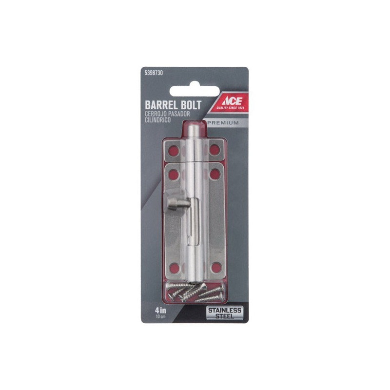 Ace 4 in. L Polished Stainless Steel Heavy Duty Barrel Bolt