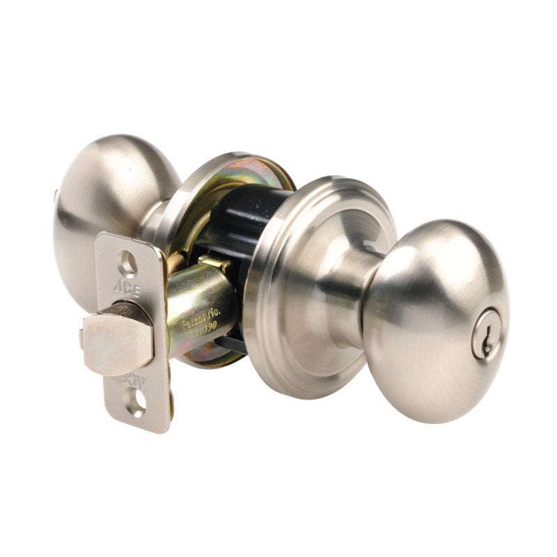 Ace Egg Satin Nickel Entry Lockset ANSI/BHMA Grade 3 1-3/4 in.