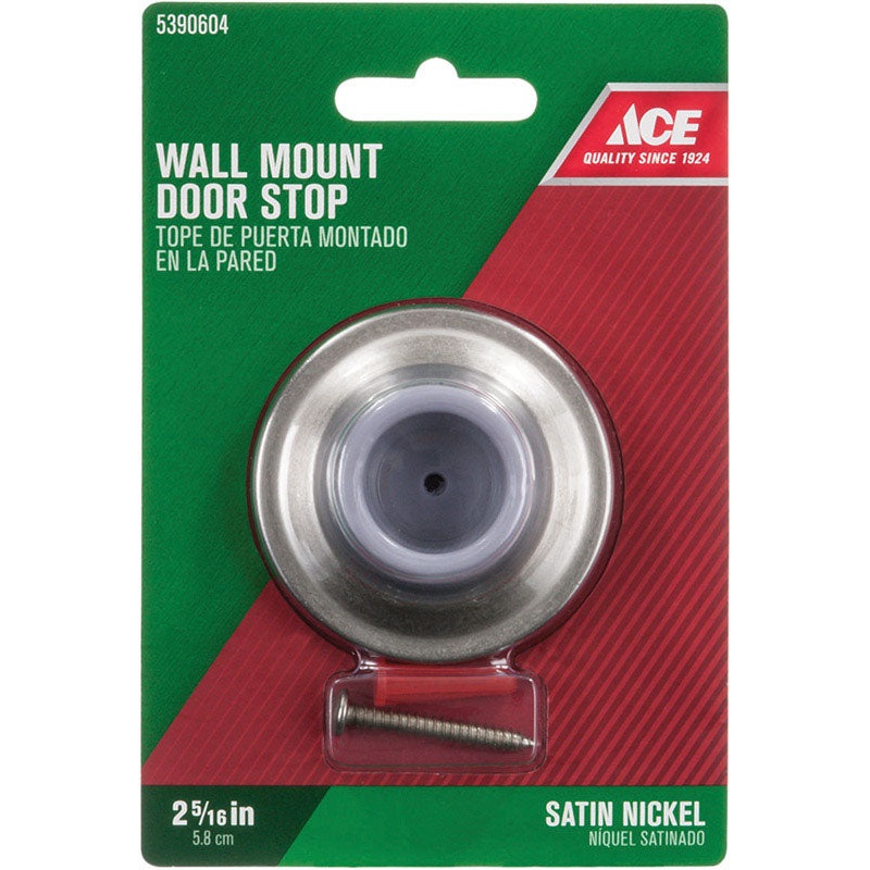 Ace Metal Wall Door Stop 2-1/4 in. L Satin Nickel Gray