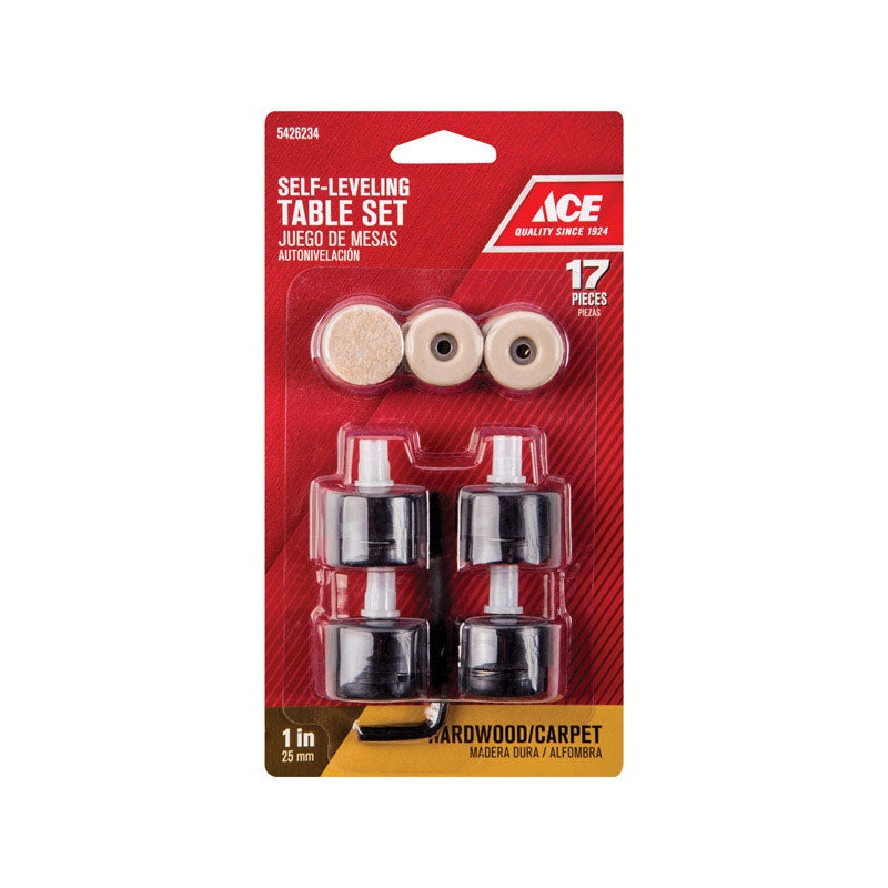 Ace Plastic Round Self Leveling Table Pad Set Black 1 in. W 17 pk