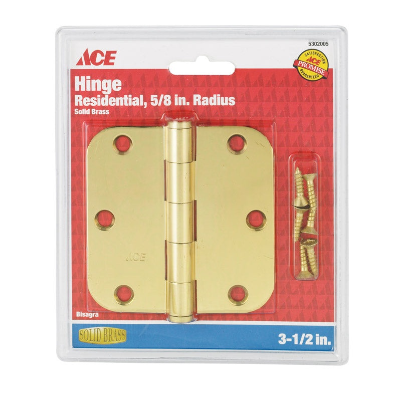 Ace Solid Brass Residential Hinge 3-1/2 in. L Solid Brass 1 pk