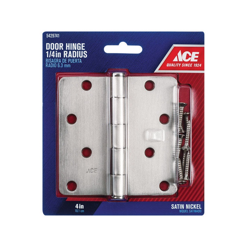 Ace Steel Door Hinge 4 in. L Satin Nickel 1 pk