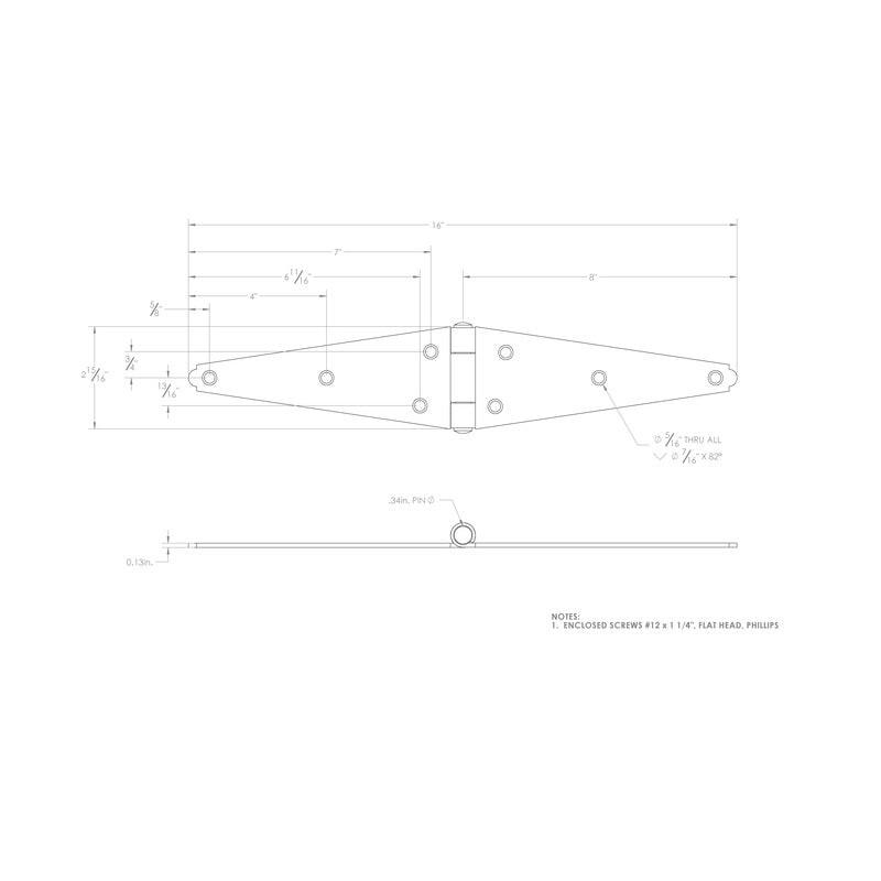 Ace Steel Heavy Duty Strap Hinge 8 in. L Stainless Steel 1 pk