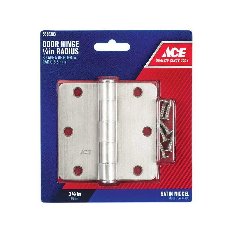Ace Steel Residential Hinge 3-1/2 in. L Satin Nickel 1 pk