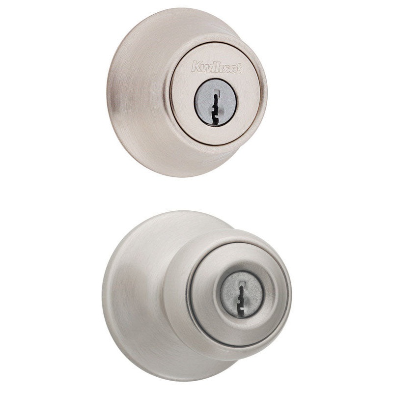 Kwikset Polo Satin Nickel Steel Entry Lock and Single Cylinder Deadbolt ANSI/BHMA Grade 3 1-3/