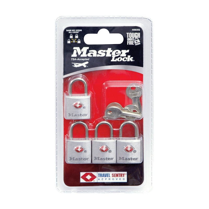 Master Lock 7/8 in. H x 7/16 in. W x 7/8 in. L Steel Key Luggage Lock 4 pk Keyed Alike