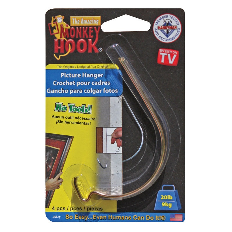 Monkey Hook 20 lb. Steel Monkey Picture Hanger 4 pk