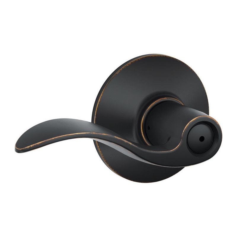 Schlage Accent Privacy Lockset Aged Bronze Steel 2 Grade Left and Right Handed Compatible