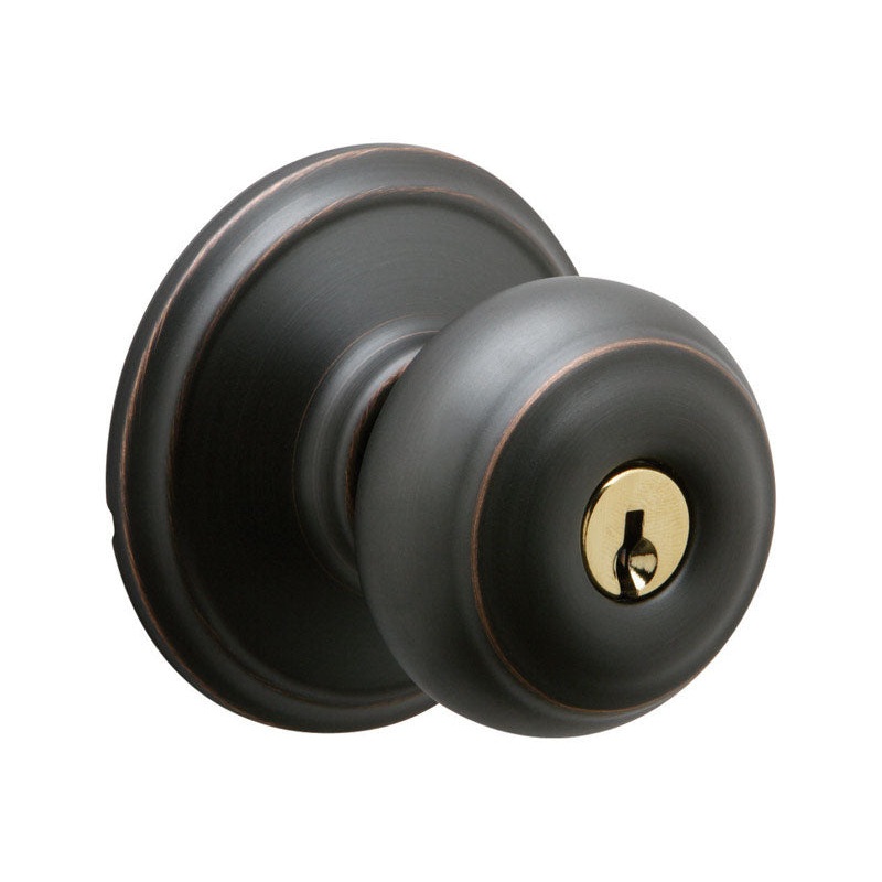 Schlage Georgian Entry Lockset Aged Bronze Steel 2 Grade Left Handed, Right Handed