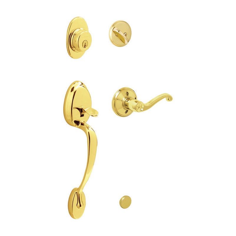 Schlage Plymouth, Flair Entry Handleset Bright Brass Steel 1 Grade Right Handed