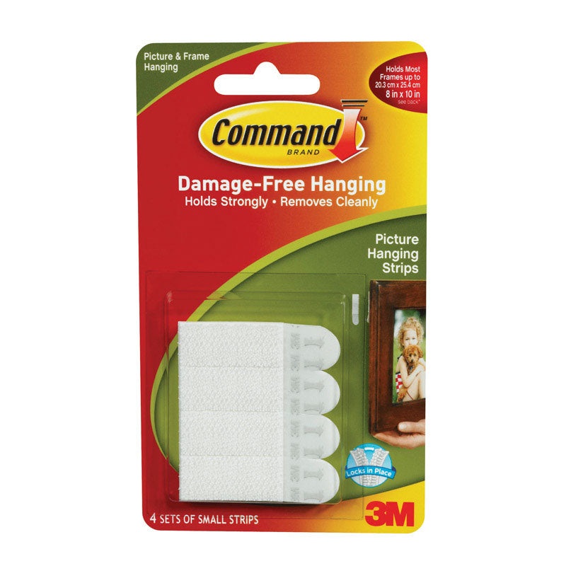 3M Command Small Picture Hanging Adhesive Strips 2-1/8 in. L Foam 1 lb. per Set 8 pk