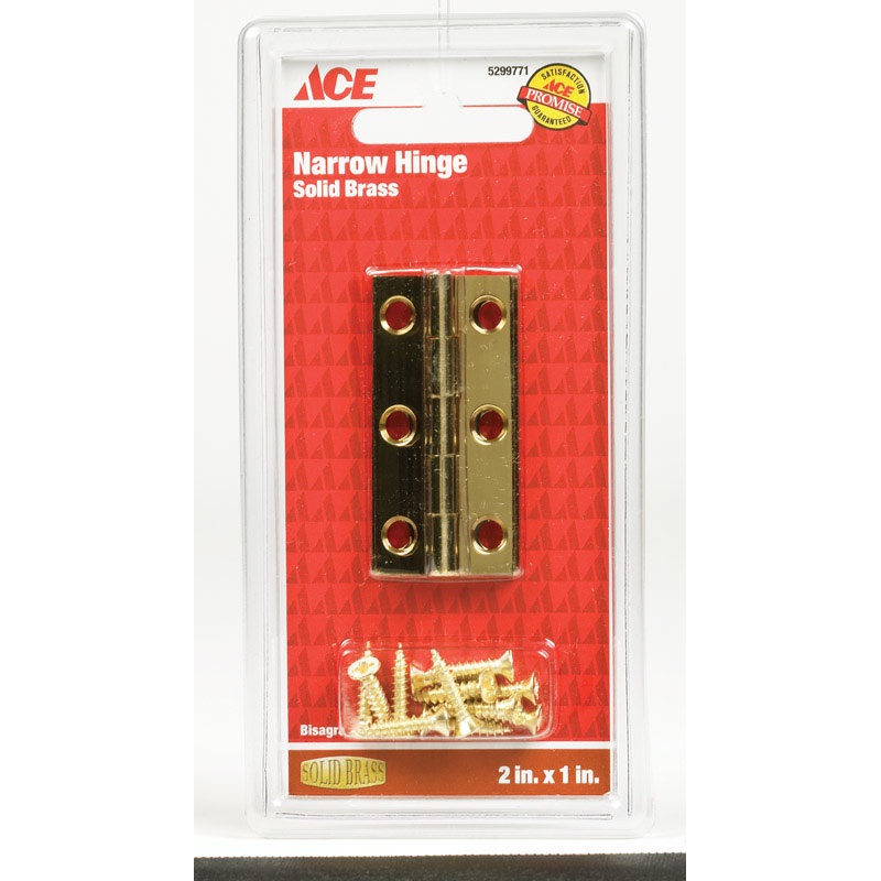 Ace 2 in. W x 1 in. L Narrow Hinge Polished Brass