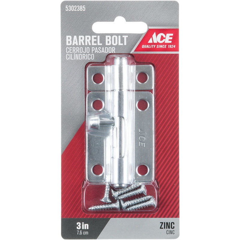 Ace 3 in. L Zinc-Plated Steel Barrel Bolt