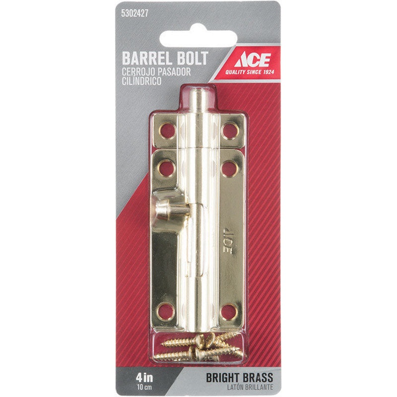 Ace 4 in. L Brass-Plated Steel Barrel Bolt