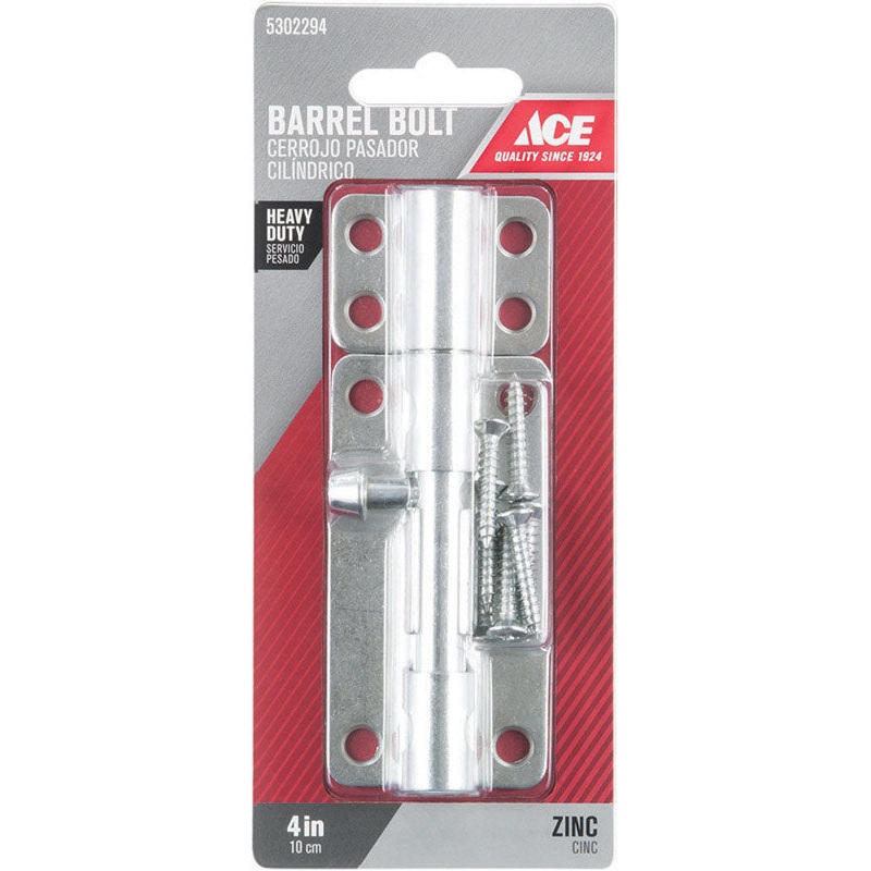Ace 4 in. L Zinc-Plated Steel Barrel Bolt