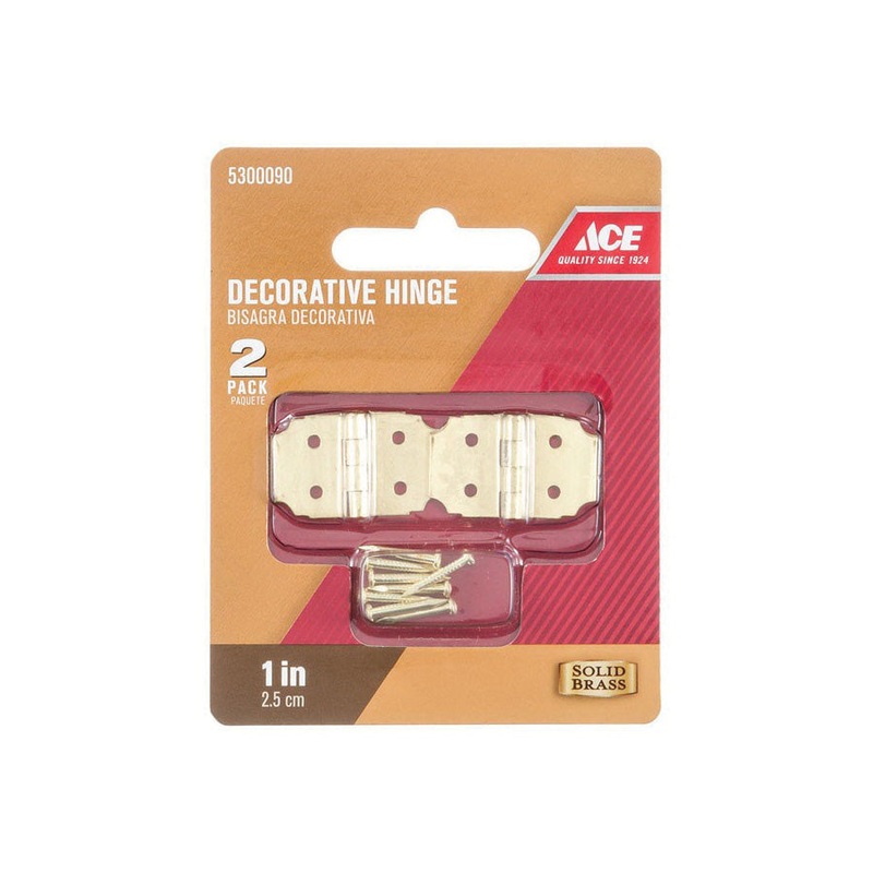 Ace 5/8 in. W x 1 in. L Decorative Hinge Polished Brass 2 pk