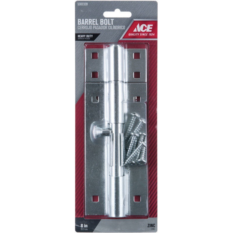 Ace 8 in. L Zinc-Plated Steel Barrel Bolt