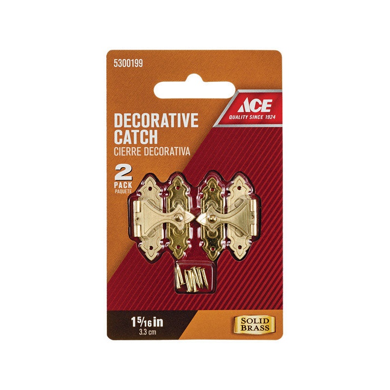 Ace Antique Brass 1.4 in. Decorative Catch 2 pk