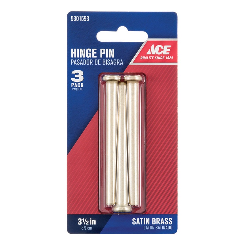 Ace Brass Hinge Pin 3-1/2 in. L Satin Brass 3 pk