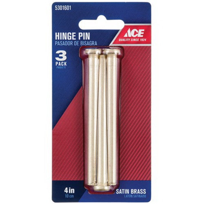 Ace Brass Hinge Pin 4 in. L Satin Brass 3 pk