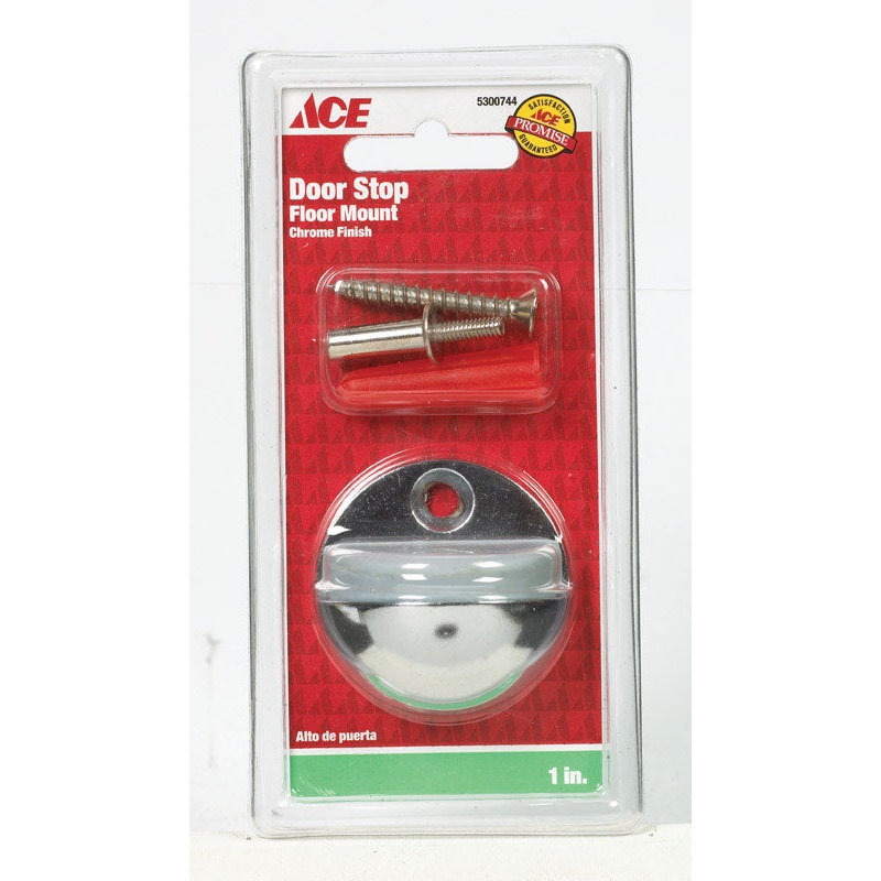 Ace Floor Mount Door Stop 1-1/8 in. H x 1-3/4 in. L Chrome Black