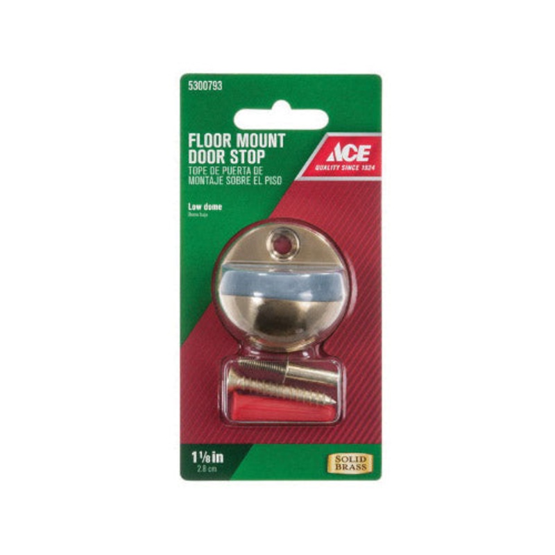 Ace Metal Floor Mount Door Stop 1-1/8 in. H x 1 in. L Brass