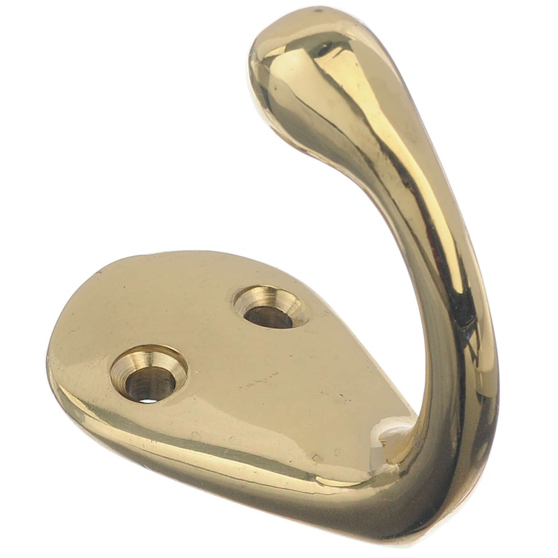 Ace Small Single Garment Hook 1-3/4 in. L Brass 1 pk
