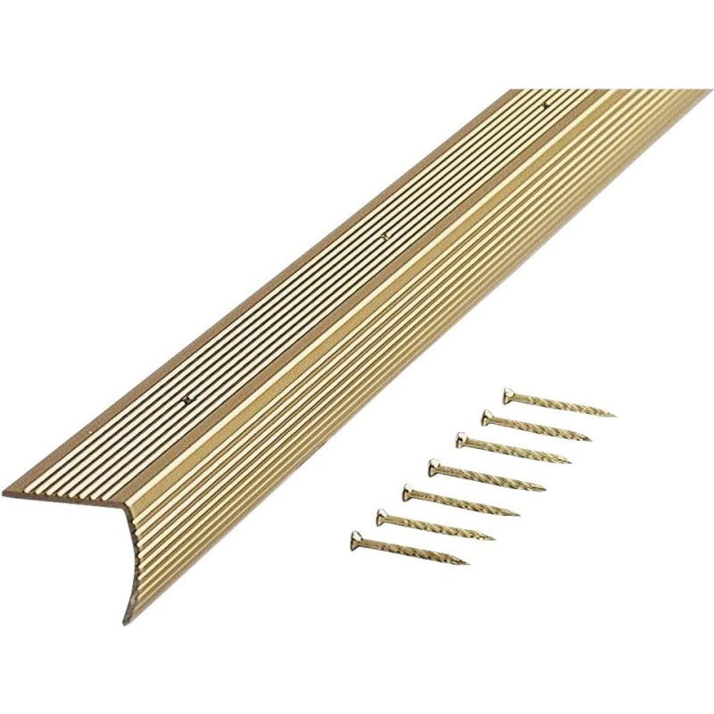 M-D 79103 Stair Edging, 73.63 in L, 1.28 in W, Aluminum, Satin Brass