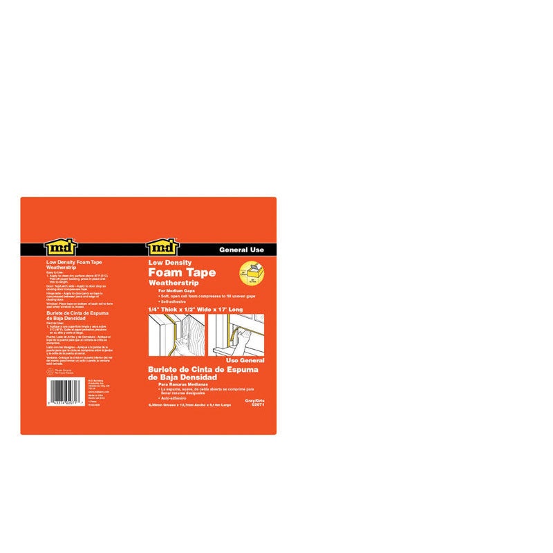 M-D Building Products Door and Window Foam Door Bottom 3/8 in. x 17 ft. L Gray