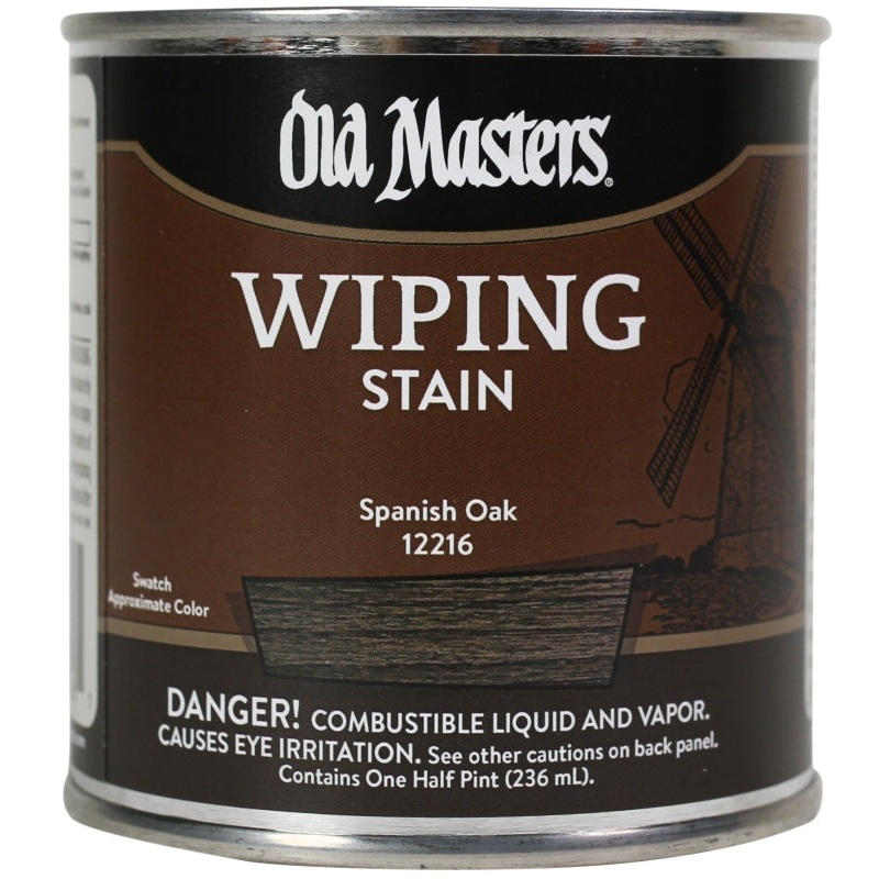 Old Masters 12216 Wiping Stain, Spanish Oak, Liquid, 0.5 pt, Can