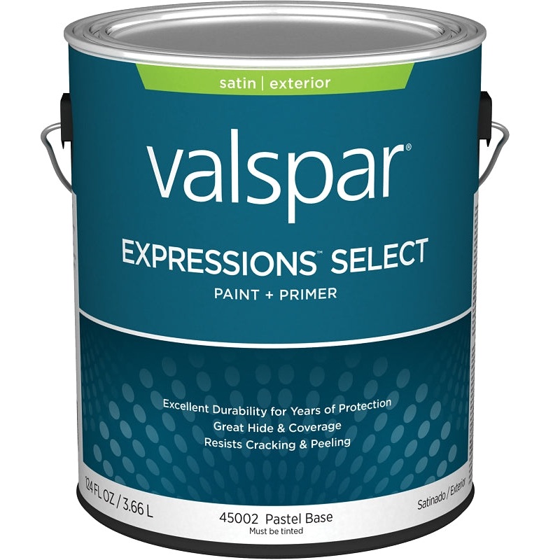 Valspar Expressions Select 4500 028.0045002.007 Latex Paint, Acrylic Base, Satin Sheen, Pastel Base, 1 gal, Pack of 4