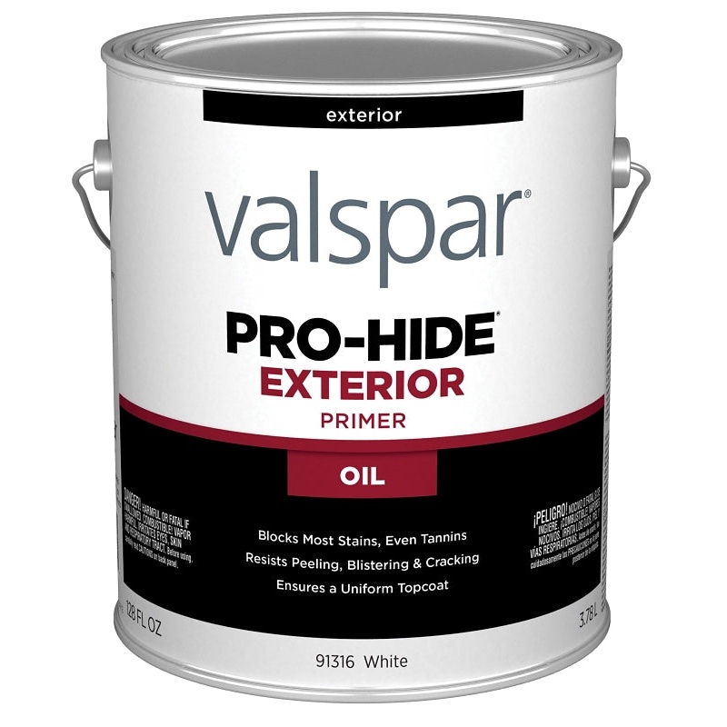 Valspar Pro-Hide 91316 028.0091316.007 Exterior Oil Primer, White, 1 gal, Metal Pail, Pack of 4