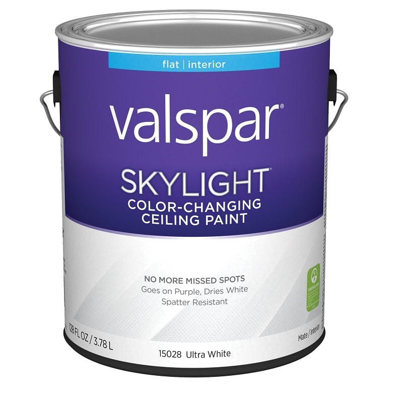 Valspar Skylight 15028 028.0015028.007 Ceiling Paint, Flat, Ultra White, 1 gal, Metal Pail, Latex Base, Pack of 4