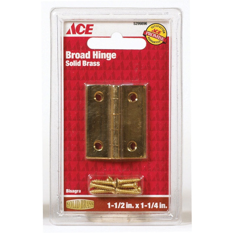 Ace 1-1/2 in. W x 1-1/4 in. L Broad Hinge Polished Brass