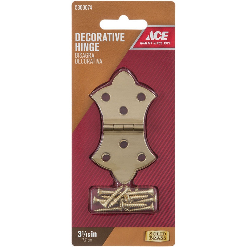 Ace 1-11/16 in. W x 3-1/16 in. L Decorative Hinge Polished Brass 2 pk