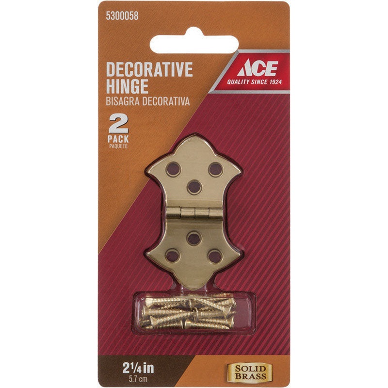 Ace 1-5/16 in. W x 2-1/4 in. L Decorative Hinge Polished Brass 2 pk