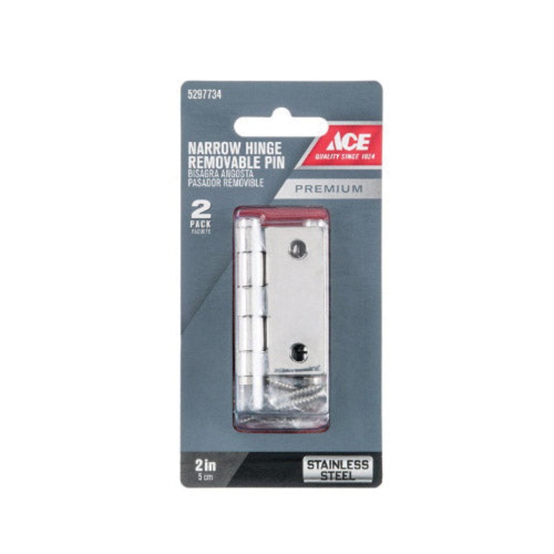 Ace 2 in. L Narrow Hinge Stainless Steel