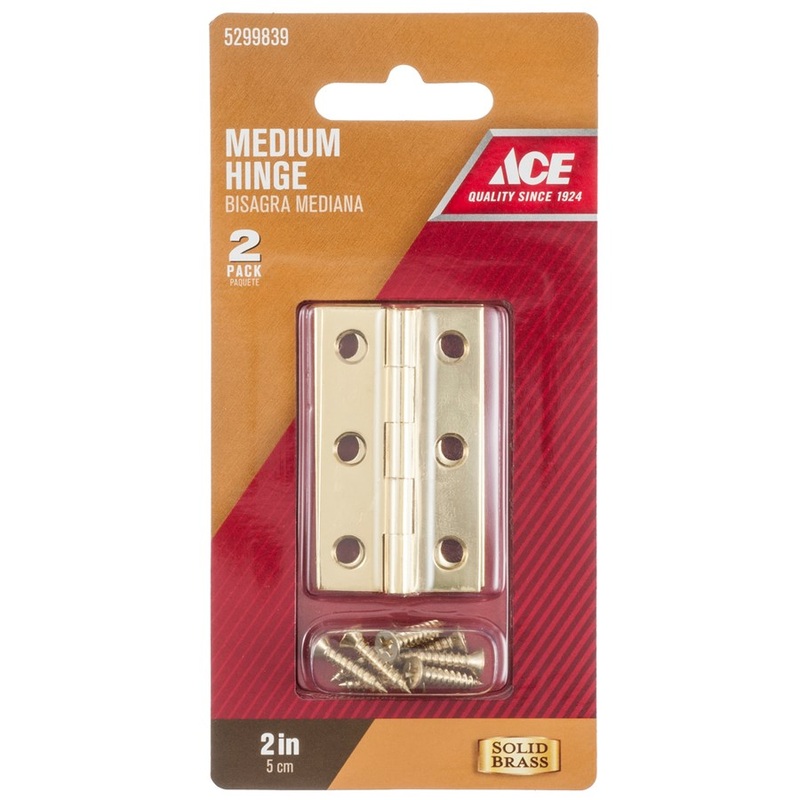 Ace 2 in. W x 1-3/16 in. L Medium Hinge Polished Brass 2 pk