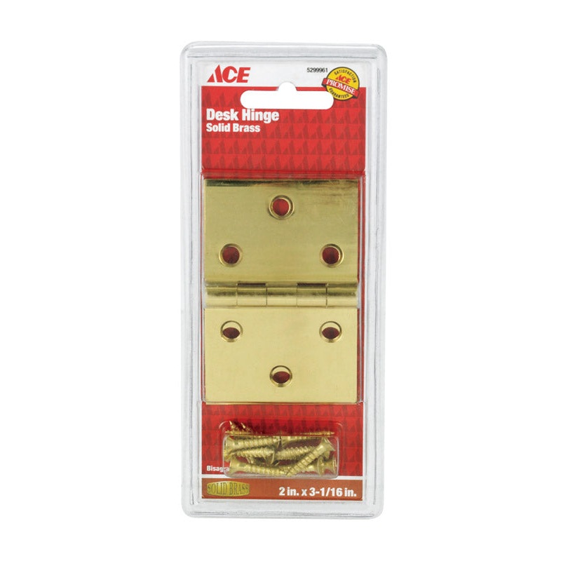 Ace 2 in. W x 3-1/16 in. L Desk Hinge Polished Brass