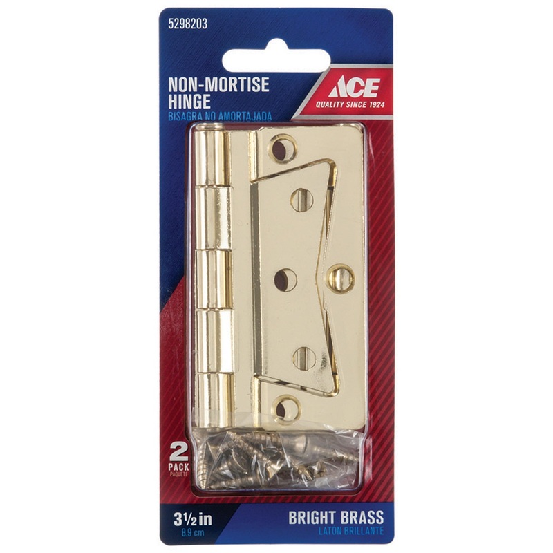 Ace 3-1/2 in. L Non-Mortise Hinge Bright Brass
