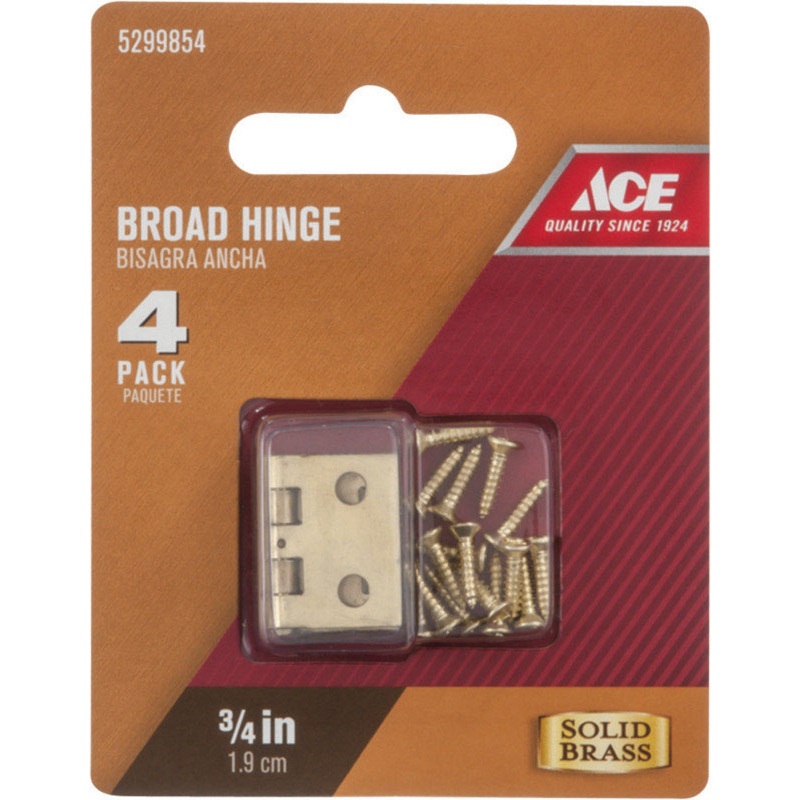 Ace 3/4 in. L Broad Hinge Polished Brass
