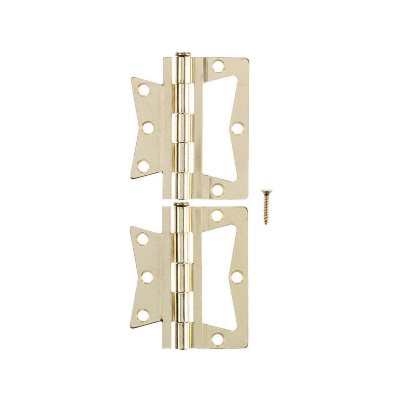 Ace 3 in. L Non-Mortise Hinge Bright Brass
