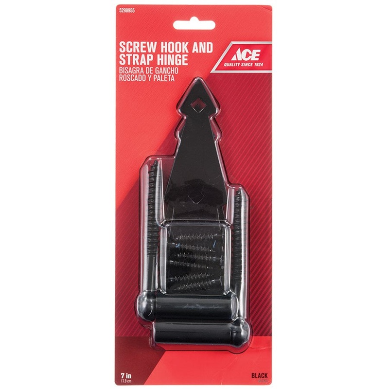 Ace 7 in. H Steel 7 in. Ornamental Screw Hook Strap Hinge 1 Black