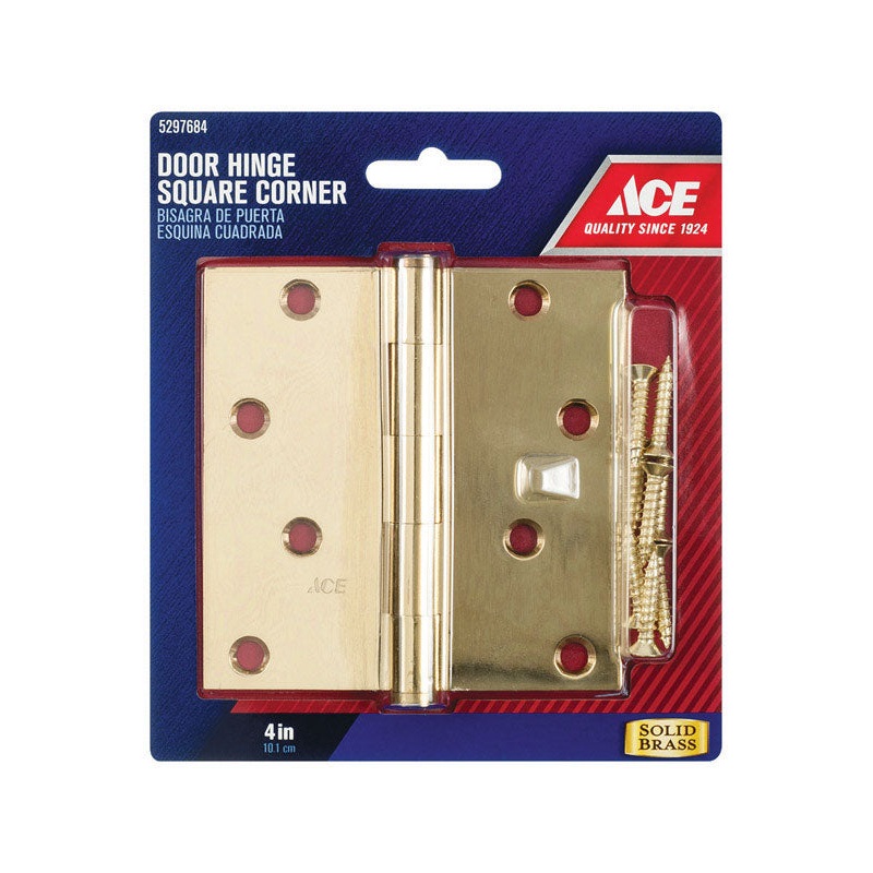Ace Brass Residential Hinge 4 in. L Solid Brass 1 pk