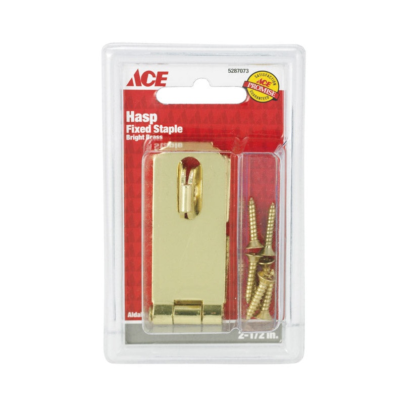 Ace Bright Brass Fixed Staple Safety Hasp 2-1/2 in. L