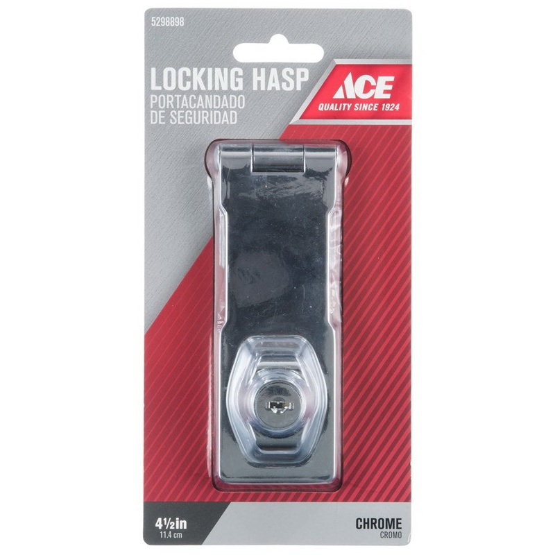 Ace Chrome 4-1/2 in. L Keyed Hasp Lock