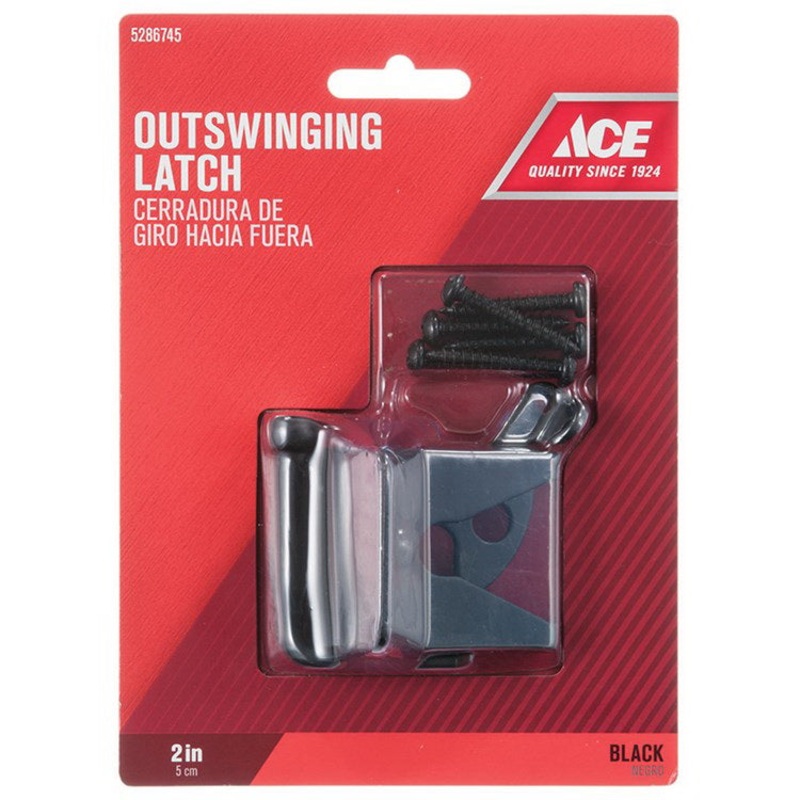 Ace Gate Latch Outswing 2 in. x 1-3/4 in. For gates, Shed/Barn Doors or Animal Pens Black